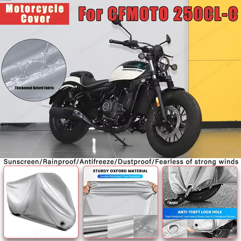 

For CFMOTO 250CL-C No Ear Motorcycle Cover - Outdoor Full Body Protection, Waterproof Dustproof Heat-Resistant Moto Accessories