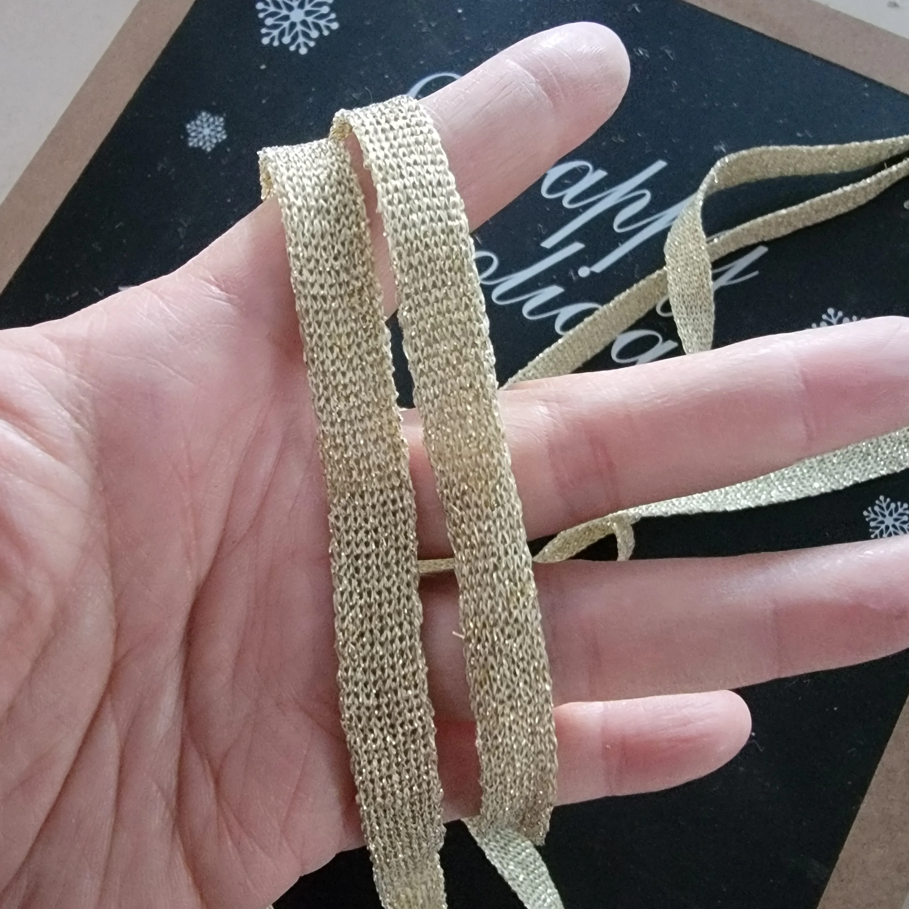 

10meters Gold glitter knitted ribbon 10mm Braided Lace Wedding DIY Clothes Craft Accessories