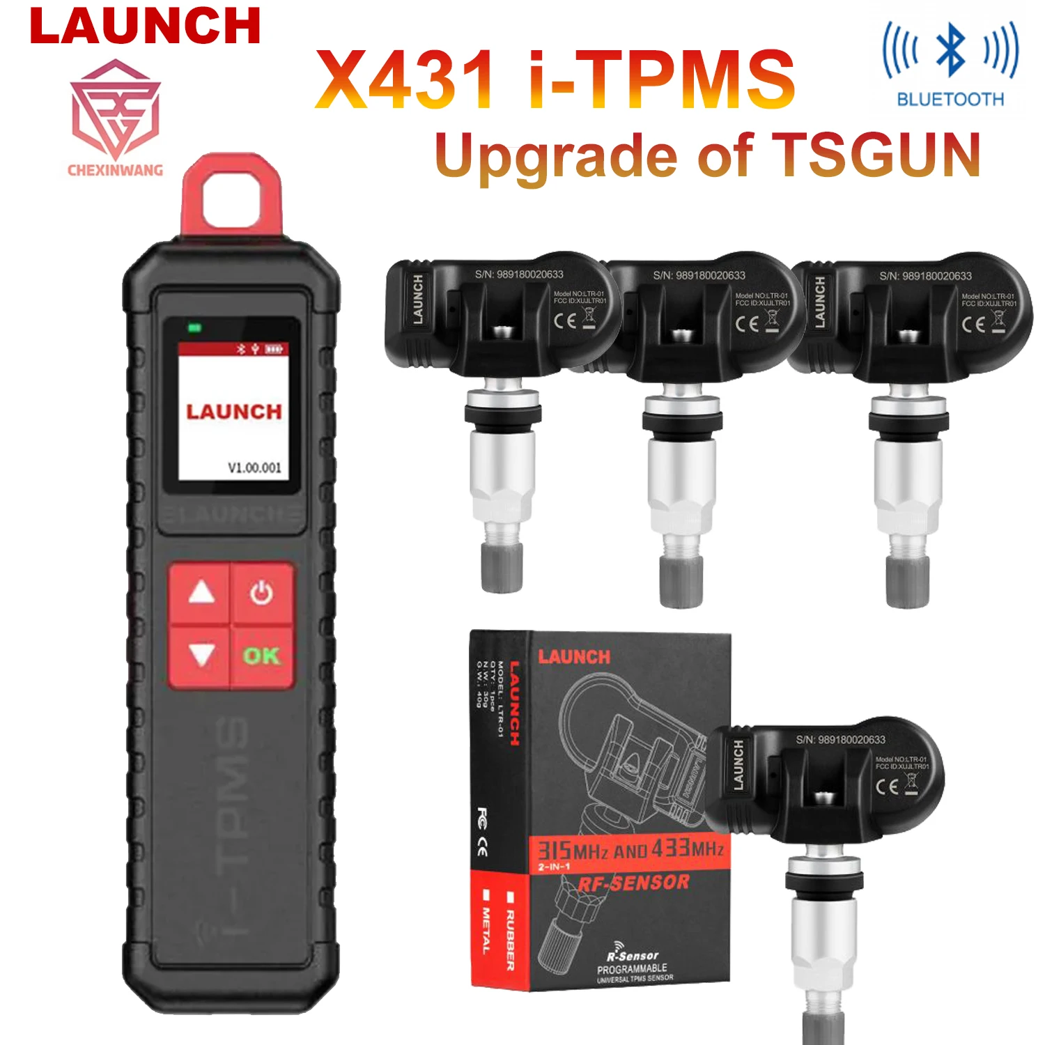 

Launch i-TPMS Handheld TPMS Service Tool Upgrade TSGUN work with X-431 Scanner or the i-TPMS APP Supports All 315/433MHz Sensors