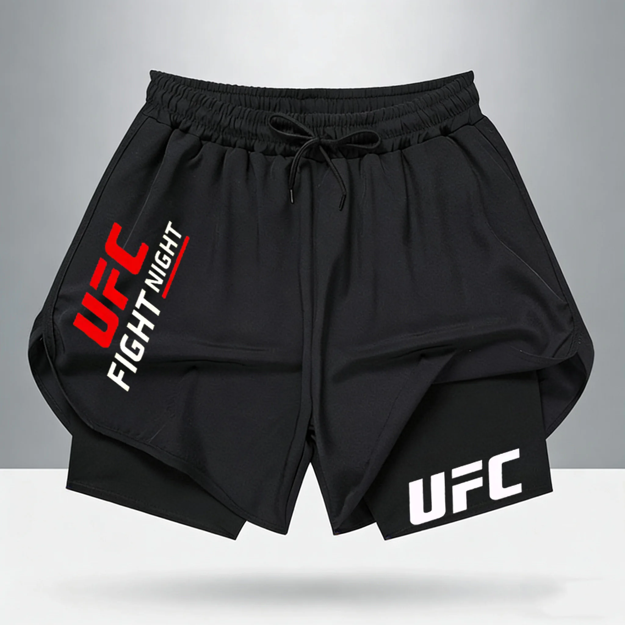 

2026 Men's Cross-printed 2-in-1 Fitness Running Shorts Gym Sports Shorts with Compression Lining Summer Men/women Shorts