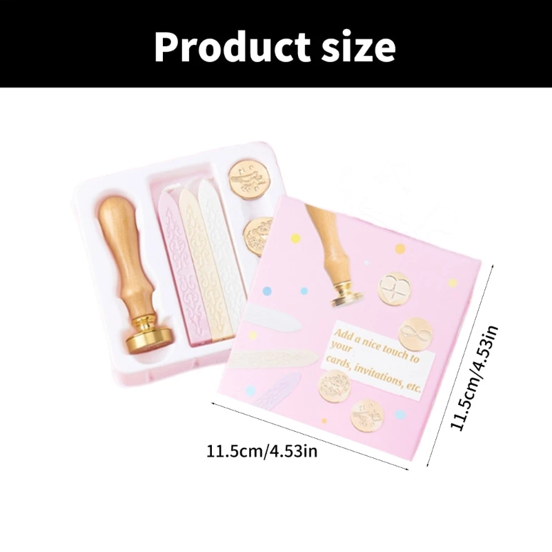 Set Stempel Segel Vintage Dengan Gagang Kayu, Kepala Stempel yang Dapat Diganti, Tongkat Segel