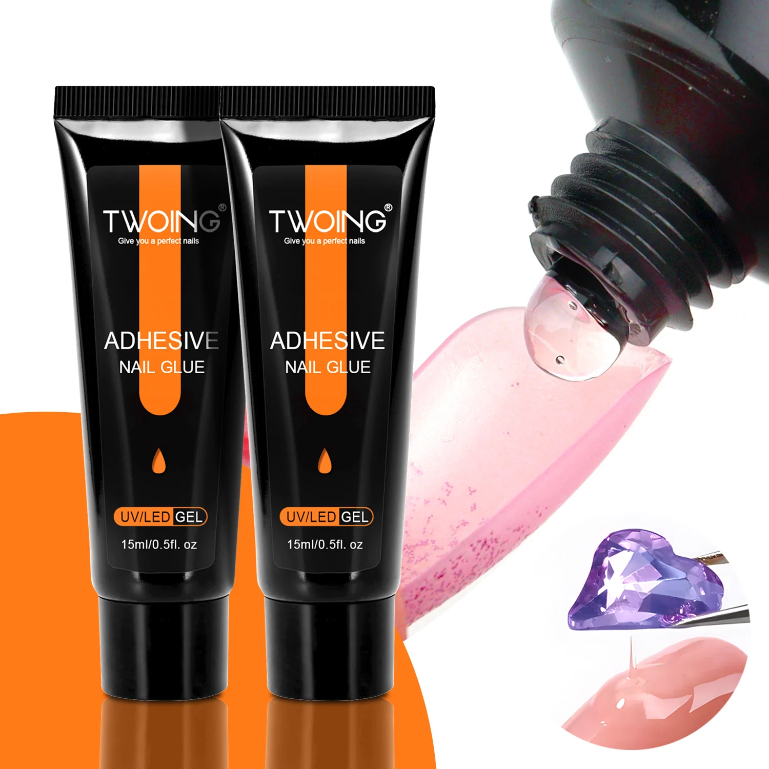 TWOING 15ml puntas de uñas Gel desnudo transparente Gel de uñas Soak Off UV LED Nail Art Gel función de barniz Gel extensión de uñas