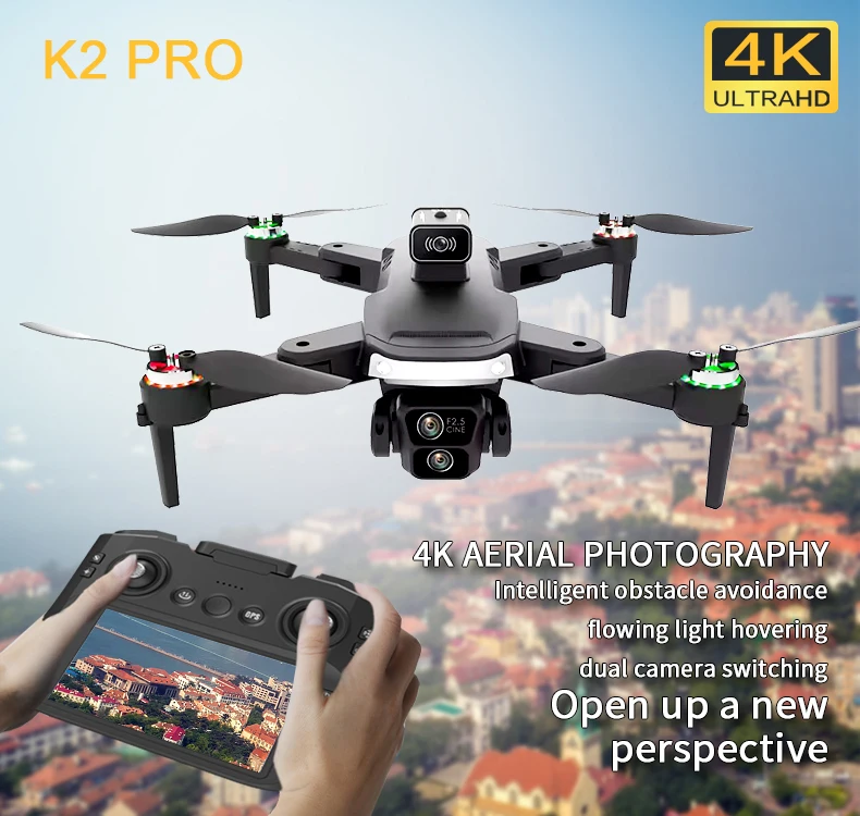 

Дрон K2 Pro MAX 2025 года, двойная камера 4K HD с экраном, пульт дистанционного управления, 5G GPS, бесщеточный квадрокоптер для предотвращения препятствий, радиоуправляемый квадрокоптер, игрушки, подарки