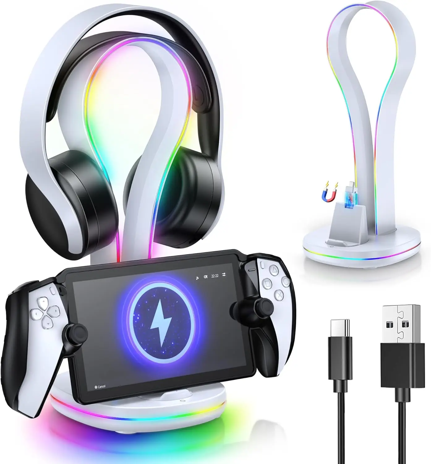 3-in-1 Magnetic Charging Stand for Playstation Portal PS5 Headset Wireless Case-Friendly Charger Dock for PS Portal Accessories