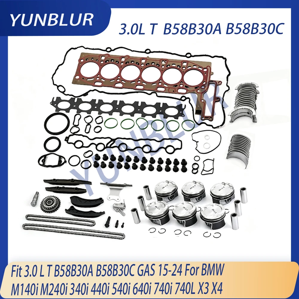 B58B30A STD Rebuild Gasket Set Piston & Ring Bearing Kit Fit 3.0 L GAS B58 For 15-21 BMW X3 X4 M140i M240i 440i 540i 640i 740i