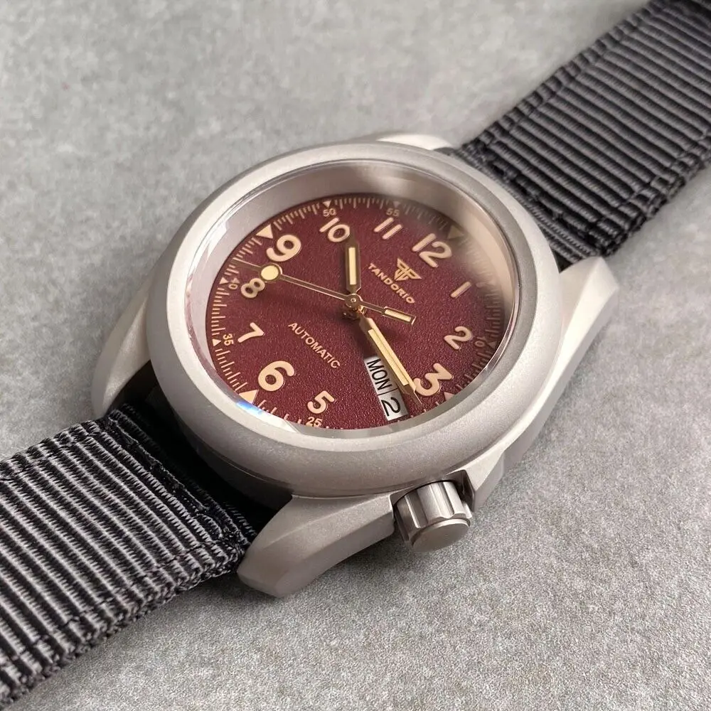 Автоматические мужские часы Sandblast 40 мм NH36A с коричневым циферблатом и сапфировым стеклом, часы 3,8