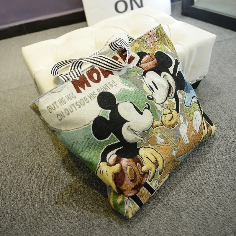 Disney Mickey Mouse handbag shoulder Cartoon Large Capacity Shopper  Canvas lady cute women bag crossbody bags