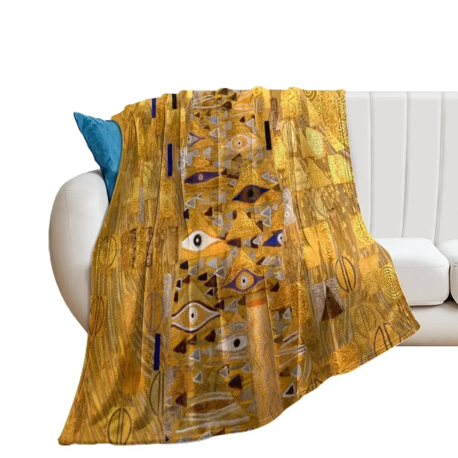 Adele Bloch-Bauer I - Detail by Gustav Klimt Gold Throw Blanket Tourist manga Comforter Travel Blankets