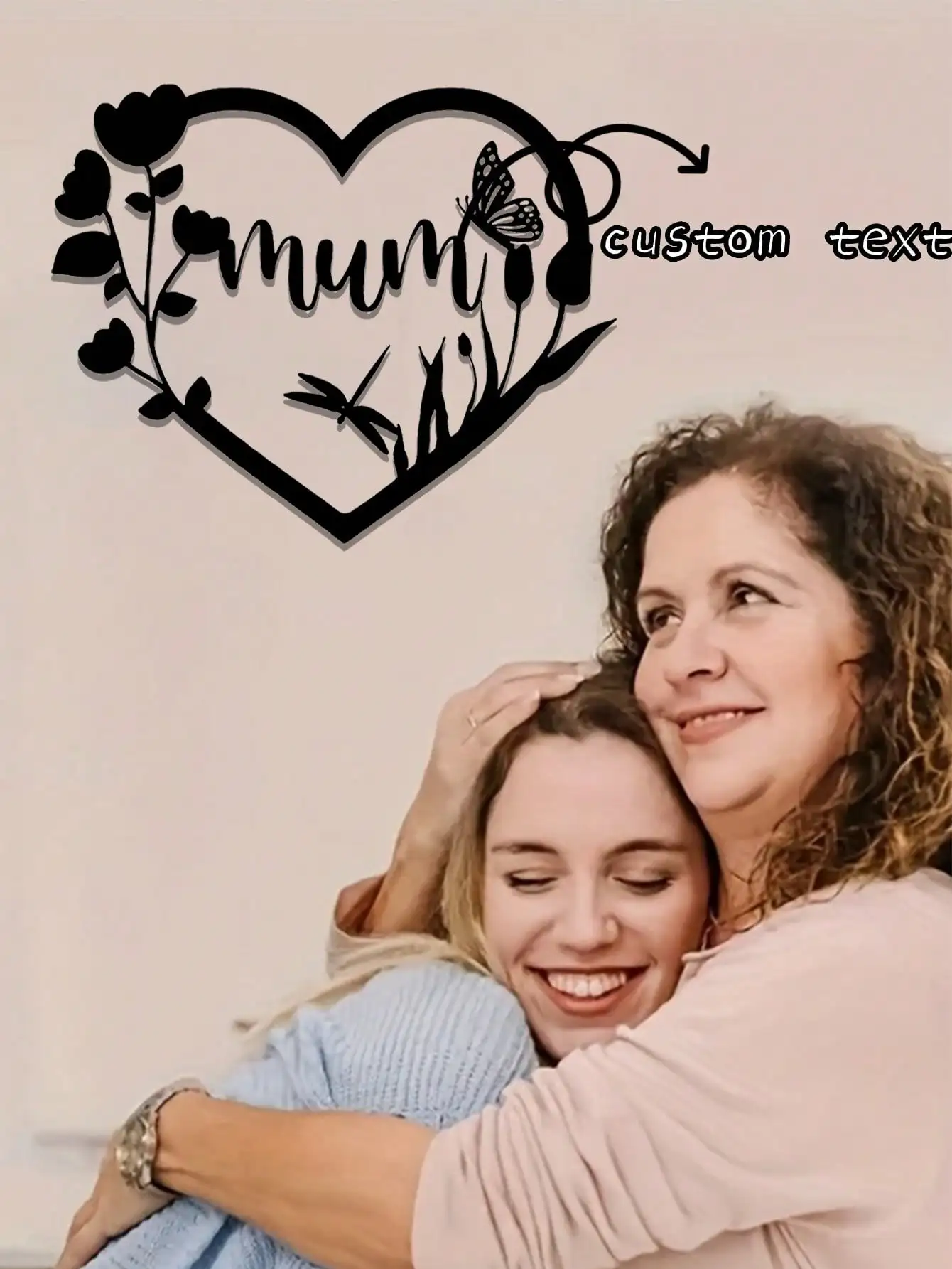

Personalized Mom Metal Wall Art Heart Flower Home Decor Gift
