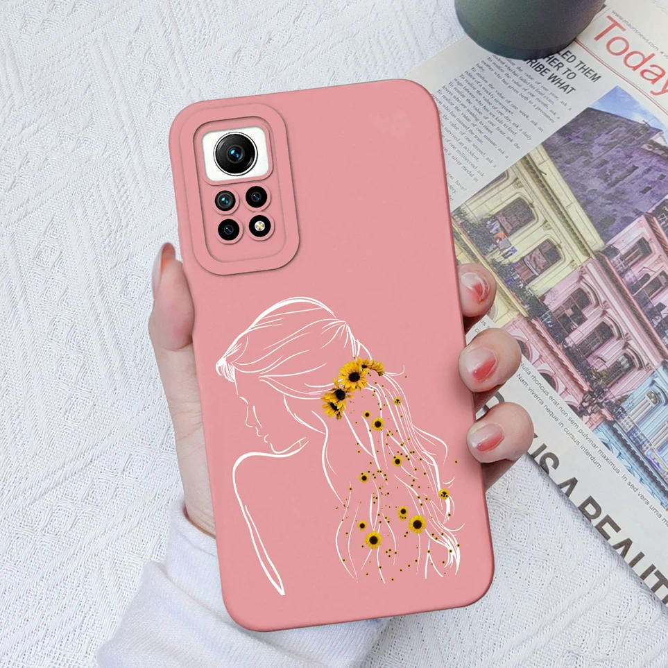Luxury Case For Xiaomi Redmi Note 11 11S 4G 5G Sweet Girl Liquid Back Cover Shockproof Coque For Note11 11 S Funda Shell Bumper