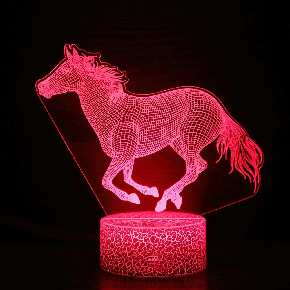 Nighdn 3D Horse Lamp LED Night Light for Kids Room Decor 7 Color Illusion Table Lamp Chid Nightlight Horse Gift for Girls Boys