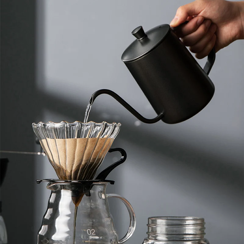 350ml 600ml Drip Kettle Coffee Tea Pot Non-stick Coating Food Grade Stainless Steel Gooseneck Thin Mouth Coffee Drip Kettle