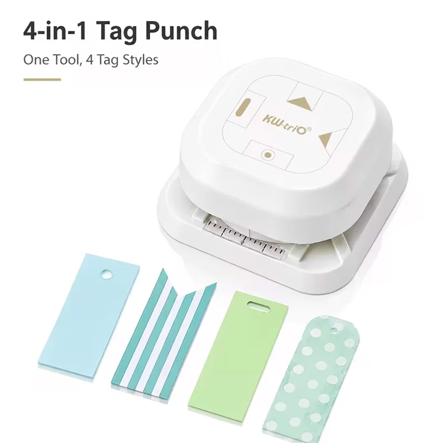 4-in-1 gift label punch for 1.57 inch paper strips, desktop label maker for gift labels, bookmarks, packaging labels