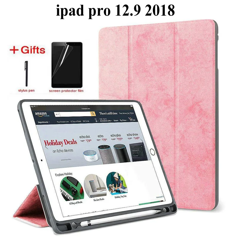 Slim Smart Case For iPad Pro 12.9 2018 with Pencil Holder Trifold Stand Auto Sleep/Wake Protective Cover for iPad Pro 12.9 case