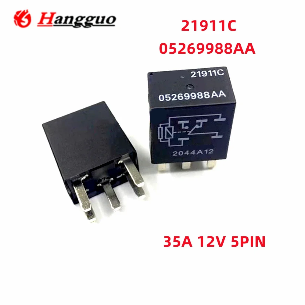 2PCS/Lot Brand new and original  21911C 05269988AA 35A 12V auto safety box relay 5 Pin 21911C 05269988AA fan compressor relay