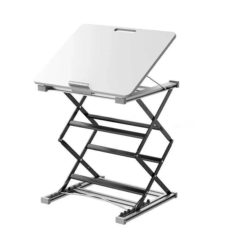 Standing computer desk with adjustable height. Standing office desk with S5 laptop stand. Folding desk with elevated stand