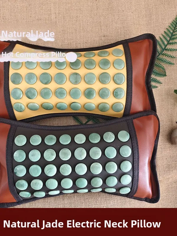 

Heating Jade Stone Neck Pillow Sleep Health Care Bone Shape Herbal Medicine Filled Single Person Bedding Accessories