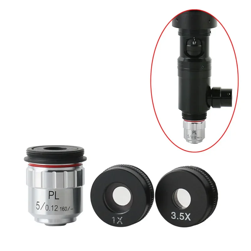 

Barlow Lens Coaxial Light Monocular C-mount 1000X Zoom Lens 1X 2X 3.5X Auxiliary Video Microscope Camera Objective Lens