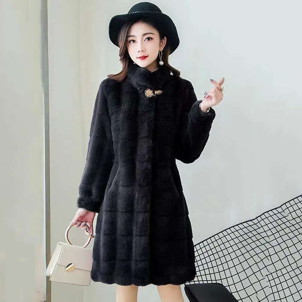 Autumn And Winter Fashion Danish Mink Coat Feminine Temperament In The Long Korean Version Of Slim Women's Imitation Mink Coat.