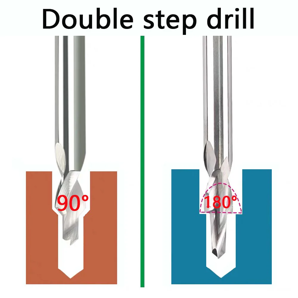 HRC60 90 องศา d1.0/1.1/1.2-8.5xD4/6/8/10/12 คาร์ไบด์ Counterbore Twist Step เจาะบิตสําหรับอลูมิเนียมเจาะรูและ Chamfering