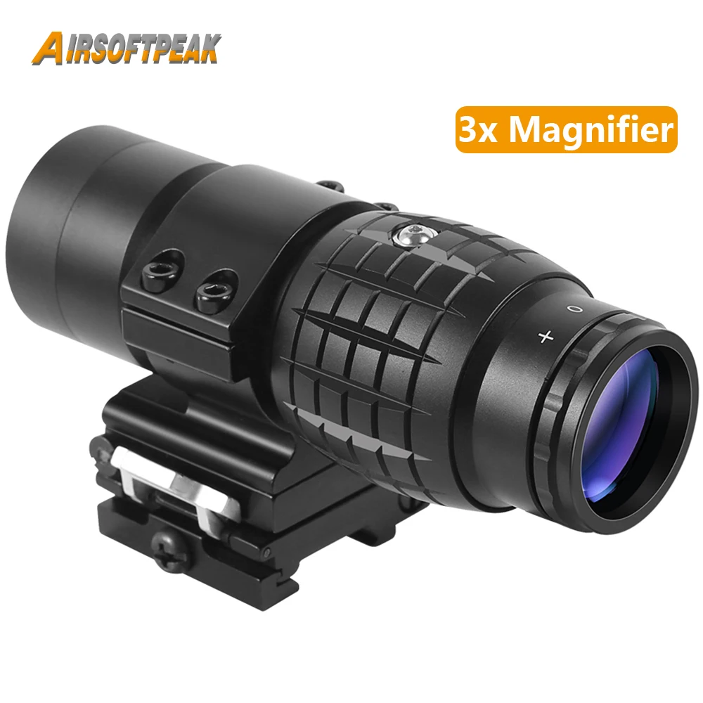 3x Magnifier Scope with Flip to Side 20mm Rail Mount Quick Detach Hunting Optics Scope for Holographic Reflex Red Dot Sight