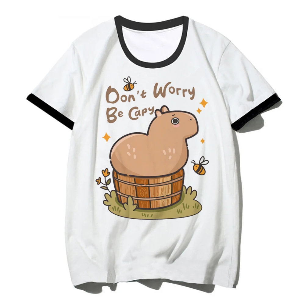 Capybara Tee women Y2K manga tshirt female Japanese comic 2000s clothing