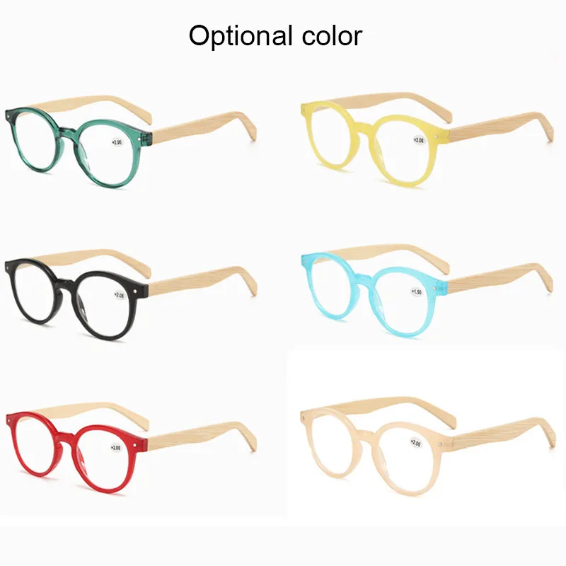 Anti Blue Light Fashion Round Optical Reading Glasses Women Men Reader Bamboo Leg Farsightedness Eyeglasses Prescription Glasses