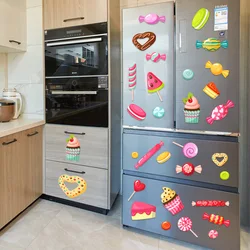 Creative Dessert candy Refrigerator Sticker Home Decoration Kitchen Mural DIY Wall Stickers Party Sticker Kids Room Wallpaper