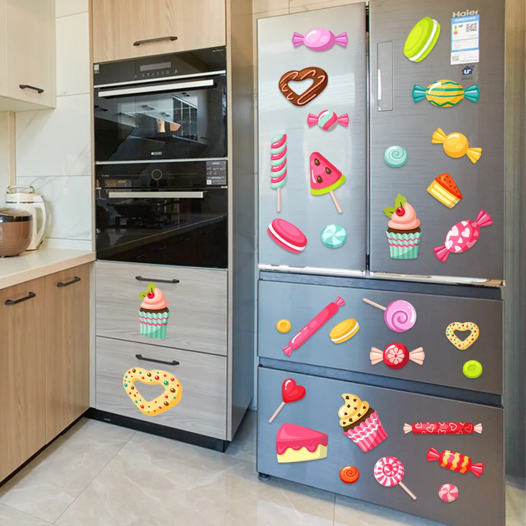 Creative Dessert candy Refrigerator Sticker Home Decoration Kitchen Mural DIY Wall Stickers Party Sticker Kids Room Wallpaper