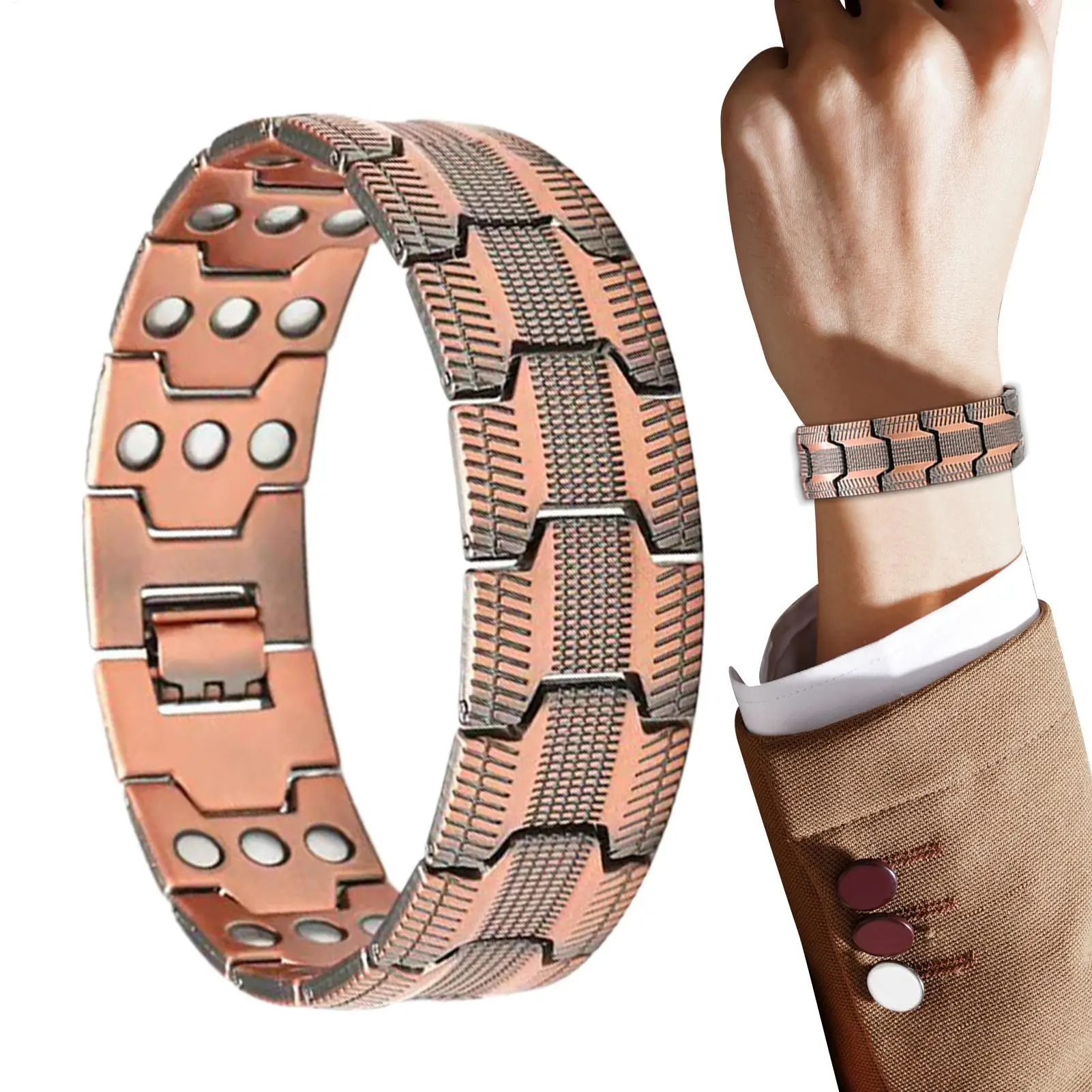 Copper Magnetic Bracelet for Men Mens Copper Bracelets Wristband Jewelry for Energy Health Benefits Exercise Activities Business