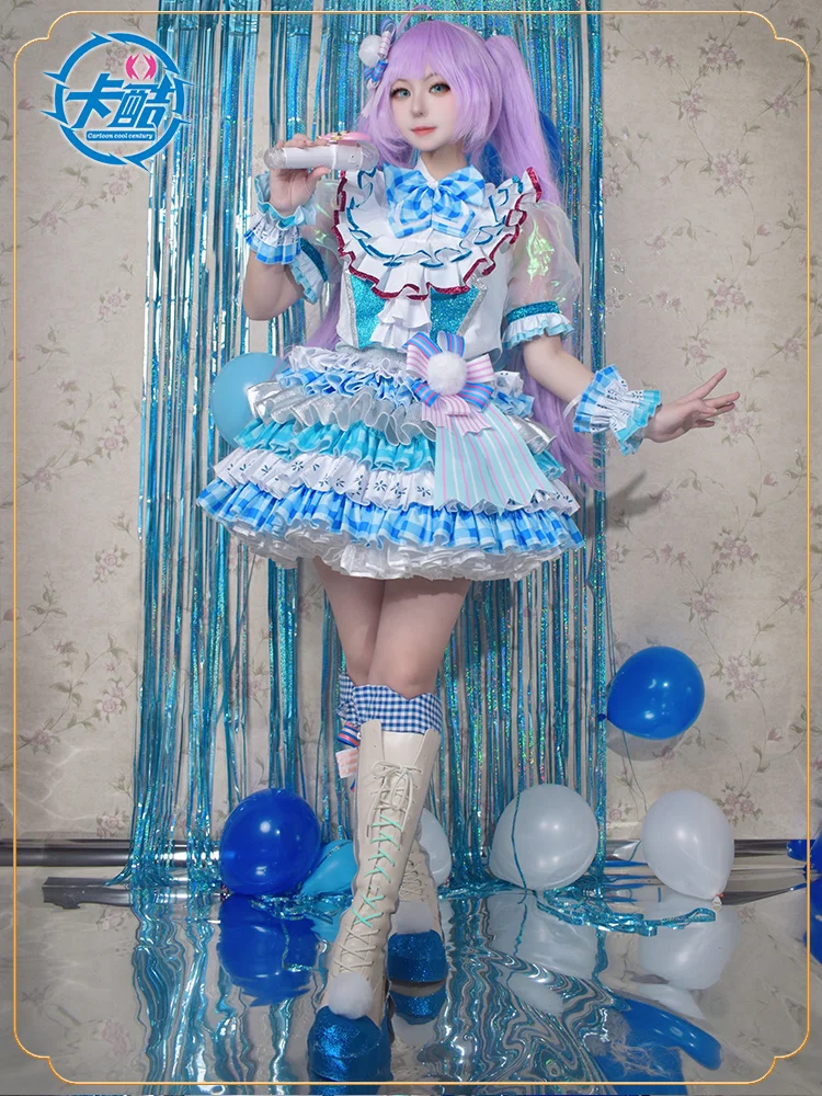 Pripara-Disfraz de Cosplay de Manaka Laala, falda de satén azul y blanco, uniforme de fiesta de Anime, juego de Halloween, ropa de rol