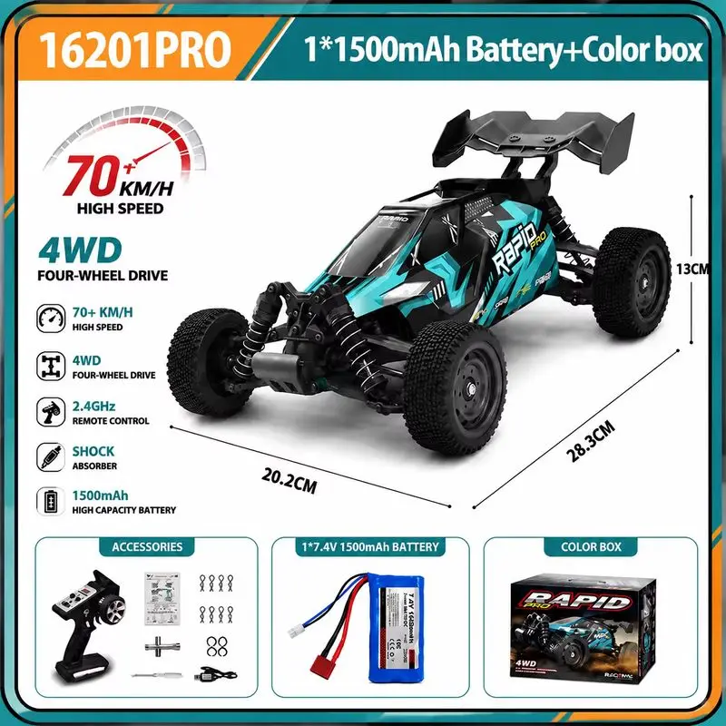 Scy 16201pro 1:16 Brushless Rc Buggy 4wd 70km/H High Speed Offroad Racing Car Metal Differential Waterproof Esc 2.4g Remote Car