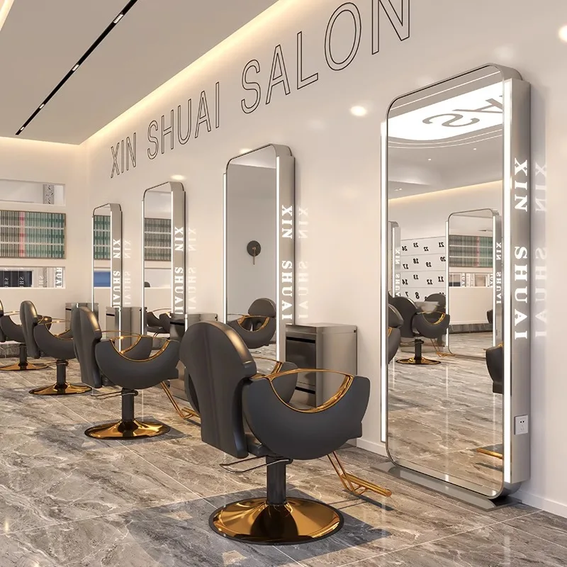 sided perm and dyeing trendy  with lamp floor Barber shop mirror hair salon special hair salon mirror table single and double