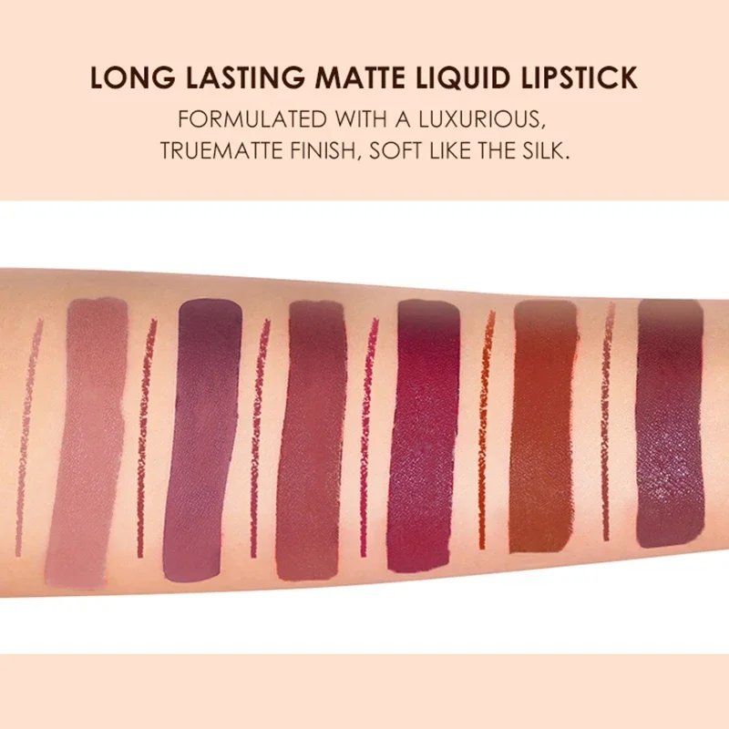 Set lucidalabbra e matite per labbra in 2 pezzi, tazza antiaderente con finitura opaca, colore labbra a lunga durata e combinazione di matite, perfetto per le labbra definite