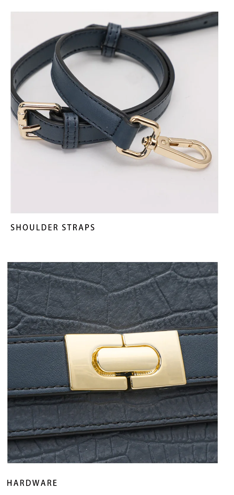 Echte Leder-Handtasche für Damen, Umwandelbar für Umhänge- und Schultertrage, mit Seidenschal, Krokodilmuster-Tragetasche – Detail 10