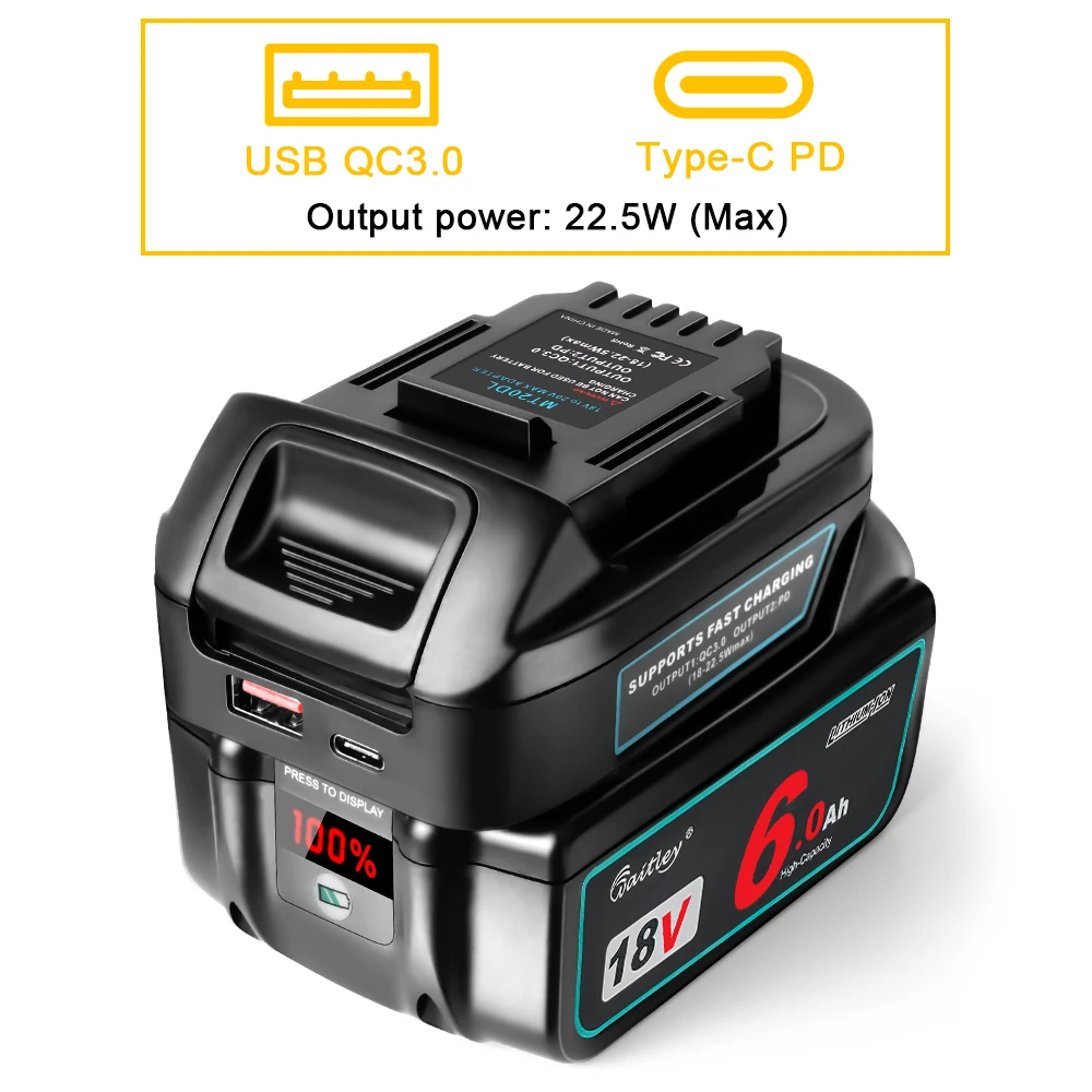 Waitley Akku-Adapter für Makita 18 V-Konvertierung, kompatibel mit Dewalt 18 V/20 V Elektrowerkzeug-Akkus, Zubehör DCB200