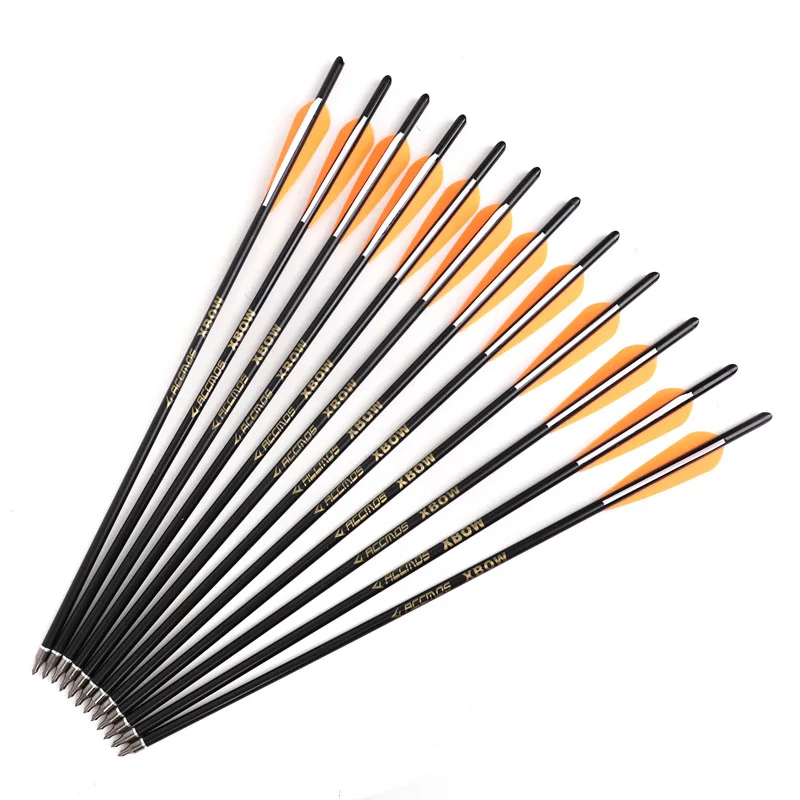 12Pcs 16/20 Inches Spine 400 Crossbow Carbon Arrows for Bow and Arrow Hunting Shooting