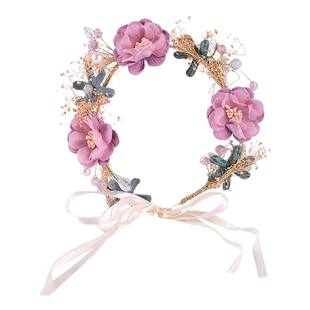 

Headbands Flower Garland Floral Headdress Bridal Hair The Flowers Wreath Pink Bride