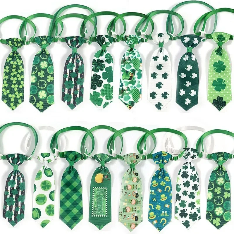 50pcs St. Patrick\'s Day Pet Cat Dog Pet Bow Tie Bandana Dog Bows Small Dog Grooming Accessories Large Dog Holiday Pets Supplies