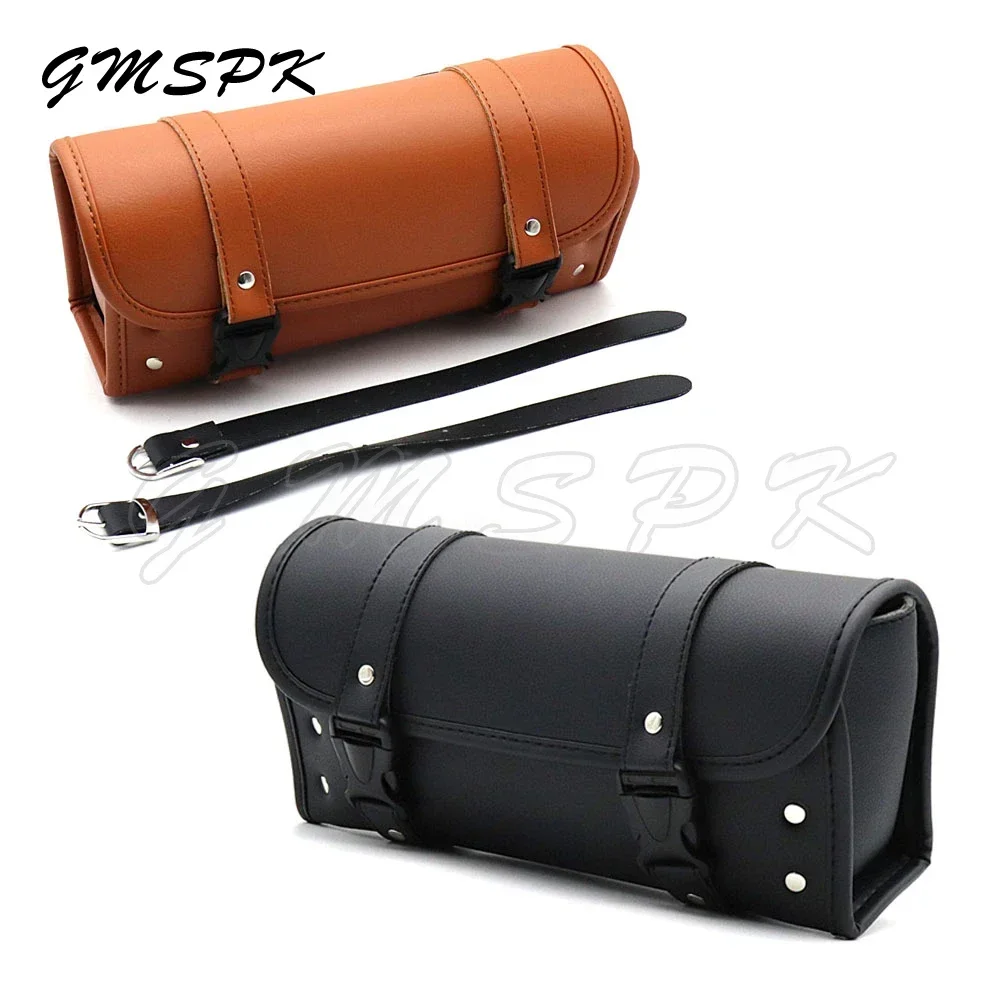 

Universal PU Leather Motorcycle Tool Bag Front Fork Handlebar Toolkit Vintage Tool Roll Storage Barrel Cruiser Saddlebag