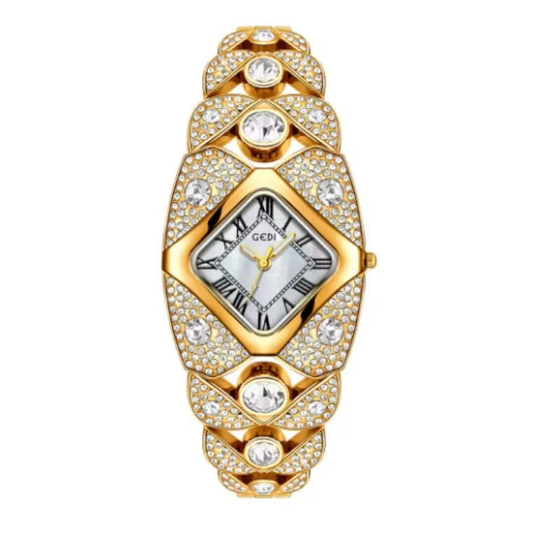 2026 New Luxury Women's Diamond Inlaid Bracelet Watch Light Waterproof Fashion Quartz Ladies Wristwatch Elegant Gift