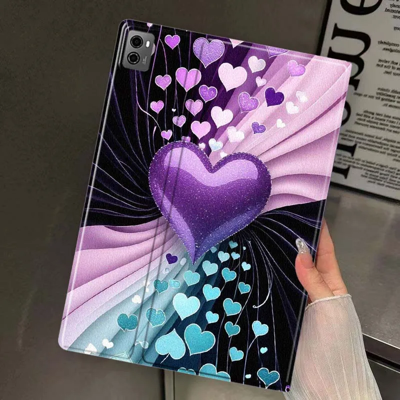 Cartoon Purple Heart Pattern For Lenovo Xiaoxin Tab Pad K10 K11 Y700 P11 3rd GT Pro Plus Gen Tablet Case Gift Cover