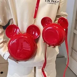 New Disney Mickey Mouse Women handbag Minnie Shoulder Diagonal Bag Casual Fashion Girl PU Round Bag Birthday Gifts