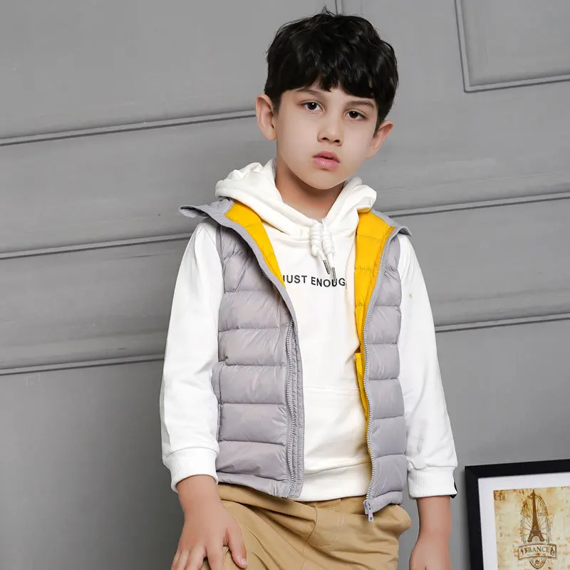 Kids Ultra Light 90 Duck Down Vest Stand Collar Students Sleeveless Jacket Autumn Winter Boy Girl Quality Soft Warm Waistcoat