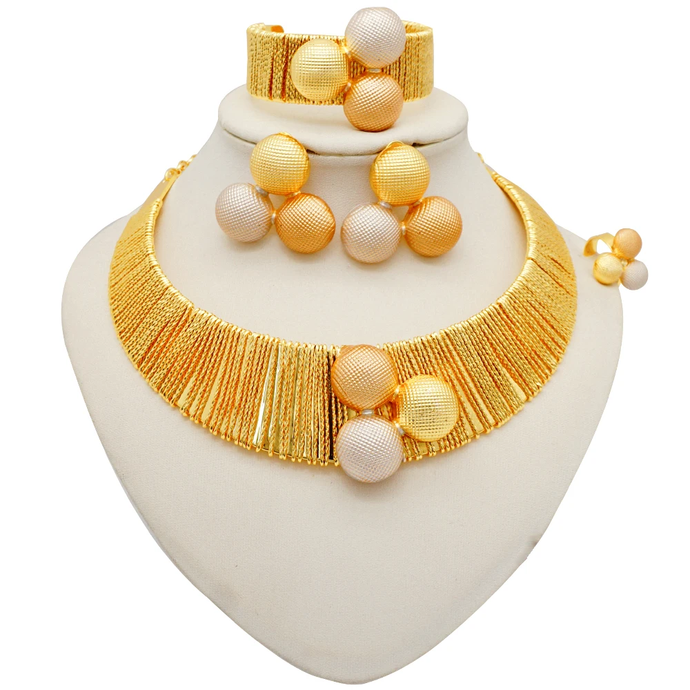 

Комплект ювелирных изделий золотого цвета в Дубае, свадебные африканские индийские эфиопские свадебные комплекты, нигерийское ожерелье, браслет, серьги, кольцо, ювелирные изделия