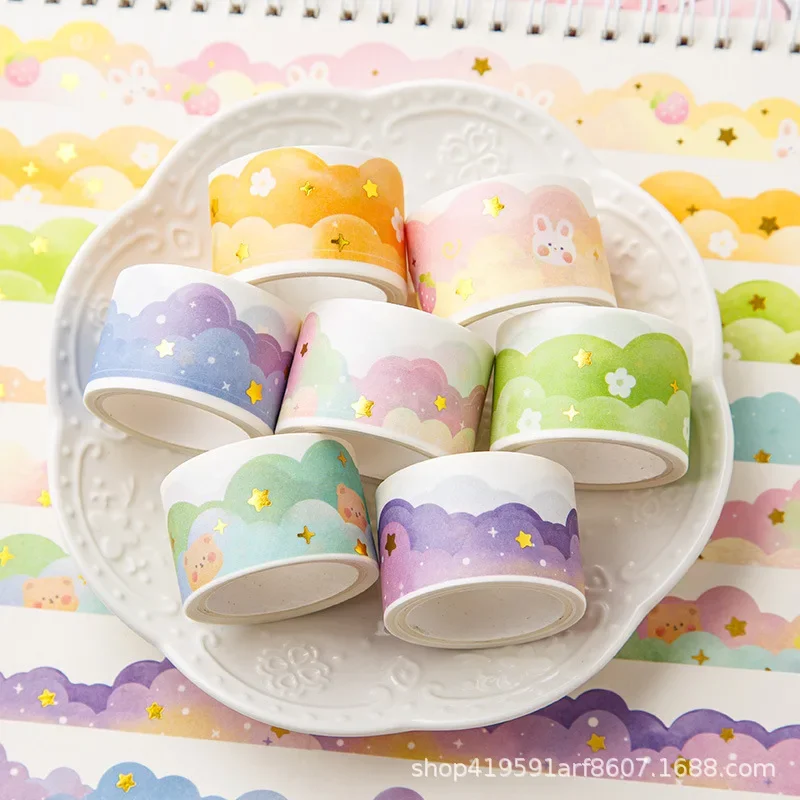 Kawaii Gradient Clouds Washi Tapes DIY Scrapbooking Journal Planner Diary Stickers Cute Masking Tape Korean Stationery Office