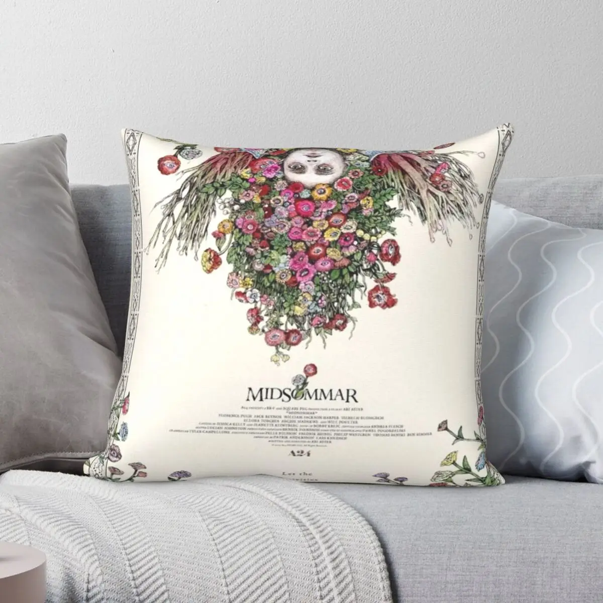 Midsommar Japanese Poster Pillowcase Polyester Linen Velvet Printed Zip Decor Throw Pillow Case Car Cushion Case