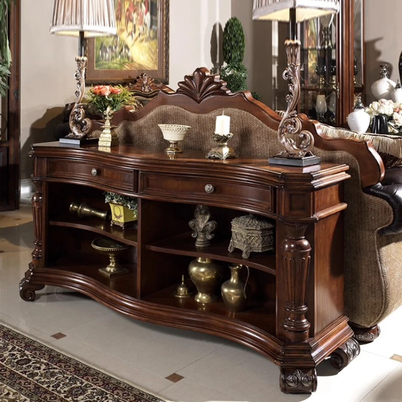 

Входной столик в европейском стиле, старый входной шкаф с американской резьбой у стены