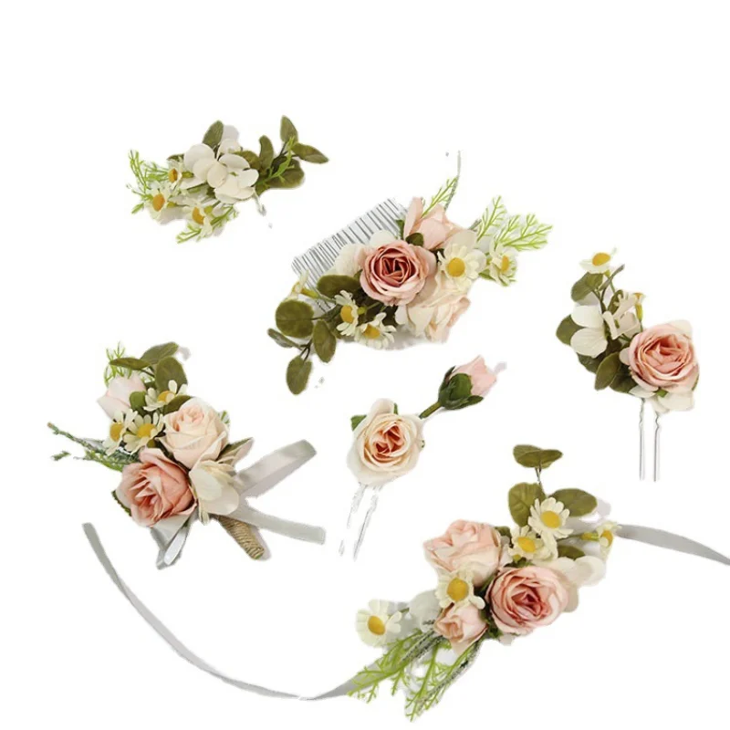 Tocado de novia con flores artificiales, guirnalda de Peine Floral hecha a mano, tocado de novia, decoración de boda, accesorios para el cabello