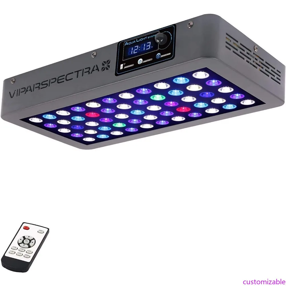 

VIPARSPECTRA 165 Вт светодиодный светильник для аквариума с регулируемой яркостью, полный спектр светодиодных рифовых огней для коралловых морских рыб, пульт дистанционного управления/таймер,